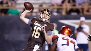 KALAMAZOO, MI - AUGUST 31: Jon Wassink #16 of the Western Michigan Broncos throws a pass against the Syracuse Orange in the third quarter of a game at Waldo Stadium on August 31, 2018 in Kalamazoo, Michigan. (Photo by Joe Robbins/Getty Images)
