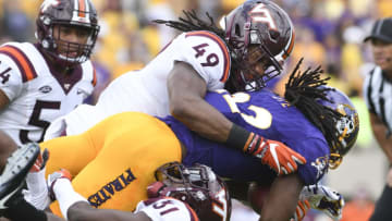 GREENVILLE, NC - SEPTEMBER 16: Running back Tyshon Dye (Photo by Michael Shroyer/Getty Images)