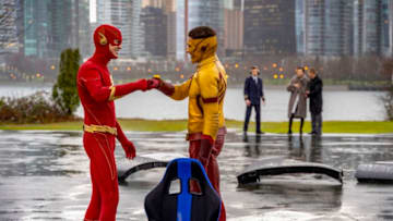 The Flash -- "Death Of The Speed Force" -- Image Number: FLA614b_0037b2.jpg -- Pictured (L-R): Grant Gustin as The Flash and Keiynan Lonsdale as Kid Flash -- Photo: Colin Bentley/The CW -- © 2020 The CW Network, LLC. All rights reserved