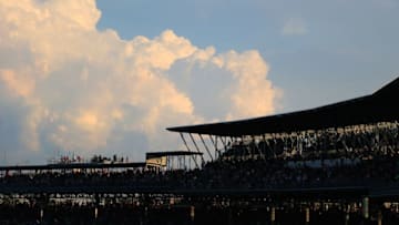 INDIANAPOLIS, IN - JULY 23: Fans watch the action during the Monster Energy NASCAR Cup Series Brickyard 400 at Indianapolis Motorspeedway on July 23, 2017 in Indianapolis, Indiana. (Photo by Daniel Shirey/Getty Images)