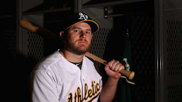 MESA, AZ - FEBRUARY 22: Max Muncy #12 of the Oakland Athletics poses for a portrait during photo day at HoHoKam Stadium on February 22, 2017 in Mesa, Arizona. (Photo by Christian Petersen/Getty Images)