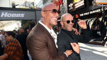 HOLLYWOOD, CALIFORNIA - JULY 13: (L-R) Dwayne Johnson and Jason Statham arrives at the premiere of Universal Pictures' "Fast & Furious Presents: Hobbs & Shaw" at Dolby Theatre on July 13, 2019 in Hollywood, California. (Photo by Kevin Winter/Getty Images)