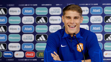 TBILISI, GEORGIA - JUNE 23: Micky van de Ven of Holland U21 during the U21 MenPress Conference Holland U21 at the Meshki Stadium on June 23, 2023 in Tbilisi Georgia (Photo by Eric Verhoeven/Soccrates/Getty Images)