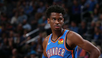 OKC Thunder: Shai Gilgeous-Alexander #2 looks on against the Washington Wizards on October 25, 2019 at Chesapeake Energy Arena in (Photo by Zach Beeker/NBAE via Getty Images)