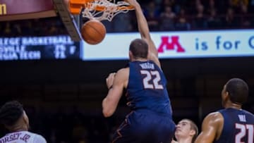 Jan 23, 2016; Minneapolis, MN, USA; Illinois Fighting Illini center Maverick Morgan (22) dunks the ball in the first half against the Minnesota Gophers at Williams Arena. Mandatory Credit: Brad Rempel-USA TODAY Sports