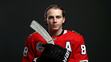 ST LOUIS, MISSOURI - JANUARY 24: Patrick Kane #88 of the Chicago Blackhawks poses for a portrait ahead of the 2020 NHL All-Star Game at Enterprise Center on January 24, 2020 in St Louis, Missouri. (Photo by Jamie Squire/Getty Images)