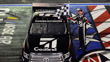 CHARLOTTE, NC - MAY 17: Kyle Busch, driver of the #51 Cessna Toyota, celebrates winning the NASCAR Gander Outdoors Truck Series North Carolina Education Lottery 200 at Charlotte Motor Speedway on May 17, 2019 in Charlotte, North Carolina. (Photo by Jared C. Tilton/Getty Images)