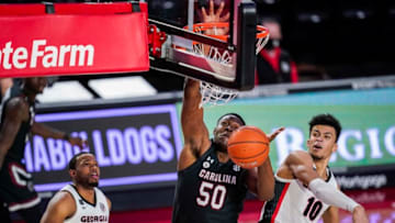 South Carolina basketball big man Tre-Vaughn Minott has entered his name into the Transfer Portal. Mandatory Credit: Dale Zanine-USA TODAY Sports