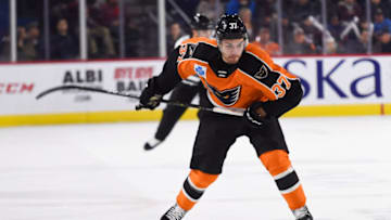 LAVAL, QC - NOVEMBER 30: Lehigh Valley Phantoms defenceman Mark Friedman (37) shoots the puck during the Lehigh Valley Phantoms versus the Laval Rocket game on November 30, 2018, at Place Bell in Laval, QC (Photo by David Kirouac/Icon Sportswire via Getty Images)