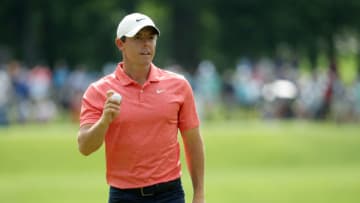 CHARLOTTE, NORTH CAROLINA - MAY 05: Rory McIlroy of Northern Ireland reacts following a putt on the 13th green during the final round of the 2019 Wells Fargo Championship at Quail Hollow Club on May 05, 2019 in Charlotte, North Carolina. (Photo by Streeter Lecka/Getty Images)