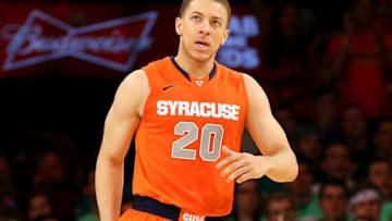 NEW YORK, NY - MARCH 15: Brandon Triche #20 of the Syracuse Orange looks on against the Georgetown Hoyas during the semifinals of the Big East Men's Basketball Tournament at Madison Square Garden on March 15, 2013 in New York City. (Photo by Al Bello/Getty Images)