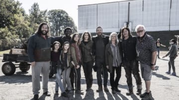 BTS, Cooper Andrews as Jerry, Cailey Fleming as Judith, Annabelle Holloway as Gracie, Okea Eme-Akwari as Elijah, Cassady McClincy as Lydia, Lauren Cohan as Maggie Rhee, Ross Marquand as Aaron, Melissa McBride as Carol Peletier, Norman Reedus as Daryl Dixon, Director Jeffrey F. January - The Walking Dead _ Season 11, Episode 18 - Photo Credit: Jace Downs/AMC