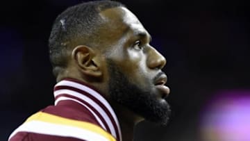Jun 16, 2015; Cleveland, OH, USA; Cleveland Cavaliers forward LeBron James (23) warms up before game six of the NBA Finals against the Golden State Warriors at Quicken Loans Arena. Mandatory Credit: Bob Donnan-USA TODAY Sports