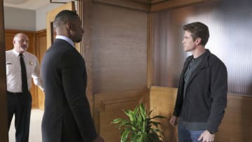 CHICAGO FIRE -- "Change of Plans" Episode 1121 -- Pictured: (l-r) Brian Boland as Frank Silva, Danny Royce as IAD Aide, Jake Lockett as Carver -- (Photo by: Adrian S Burrows Sr/NBC)