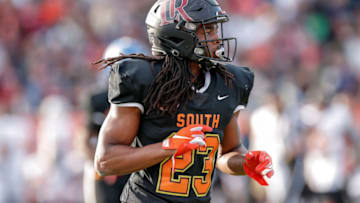 MOBILE, AL - JANUARY 25: Safety Kyle Dugger #23 from Lenoir Rhyne of the South Team during the 2020 Resse's Senior Bowl at Ladd-Peebles Stadium on January 25, 2020 in Mobile, Alabama. The North Team defeated the South Team 34 to 17. (Photo by Don Juan Moore/Getty Images)