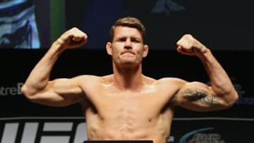Apr 24, 2015; Montreal, Quebec, CAN; Michael Bisping stands on the scale during weigh-ins for UFC 186 at Metropolis. Mandatory Credit: Jean-Yves Ahern-USA TODAY Sports