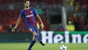 Sergio Busquets of FC Barcelona during the UEFA Champions League group D match between FC Barcelona and Olympiacos on October 18, 2017 at the Camp Nou stadium in Barcelona, Spain.(Photo by VI Images via Getty Images)