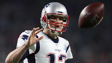 MINNEAPOLIS, MN - FEBRUARY 04: Tom Brady #12 of the New England Patriots in action against the Philadelphia Eagles in Super Bowl LII at U.S. Bank Stadium on February 4, 2018 in Minneapolis, Minnesota. (Photo by Patrick Smith/Getty Images)