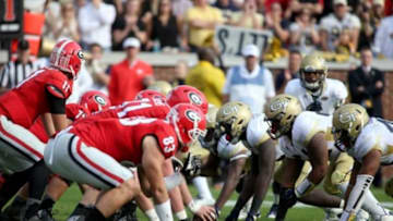 Nov 28, 2015; Atlanta, GA, USA; Georgia Bulldogs quarterback Greyson Lambert (11) prepares to snap the ball in the fourth quarter of their game against the Georgia Tech Yellow Jackets at Bobby Dodd Stadium. The Bulldogs won 13-7. Mandatory Credit: Jason Getz-USA TODAY Sports