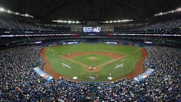 A general view of the Rogers Centre during the Toronto Blue Jays MLB game against the New York Yankees on Opening Day. (Photo by Tom Szczerbowski/Getty Images)