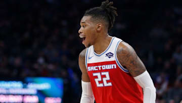 SACRAMENTO, CALIFORNIA - NOVEMBER 30: Richaun Holmes #22 of the Sacramento Kings looks on in the second half against the Denver Nuggets at Golden 1 Center on November 30, 2019 in Sacramento, California. NOTE TO USER: User expressly acknowledges and agrees that, by downloading and/or using this photograph, user is consenting to the terms and conditions of the Getty Images License Agreement. (Photo by Lachlan Cunningham/Getty Images)