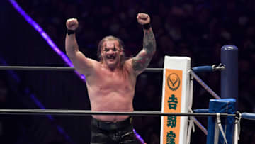TOKYO, JAPAN - JANUARY 05: Chris Jericho of Canada reacts in the bout during the New Japan Pro-Wrestling 'Wrestle Kingdom 14' at the Tokyo Dome on January 05, 2020 in Tokyo, Japan. (Photo by Etsuo Hara/Getty Images)