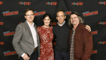 NEW YORK, NEW YORK - OCTOBER 05: Ronald D. Moore, Maril Davis, Ben Nedivi, Matt Wolpert attend the press line at the “For All Mankind”: Exclusive Sneak Peek and Panel during New York Comic Con 2019 Day 3 at Hammerstein Ballroom on October 05, 2019 in New York City. (Photo by Eugene Gologursky/Getty Images for ReedPOP )