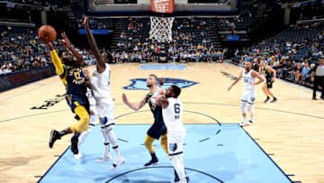 MEMPHIS, TN - OCTOBER 6: Tyreke Evans #12 of the Indiana Pacers shoots the ball against the Memphis Grizzlies during a pre-season game on October 6, 2018 at FedExForum in Memphis, Tennessee. NOTE TO USER: User expressly acknowledges and agrees that, by downloading and or using this Photograph, user is consenting to the terms and conditions of the Getty Images License Agreement. Mandatory Copyright Notice: Copyright 2018 NBAE (Photo by Joe Murphy/NBAE via Getty Images)
