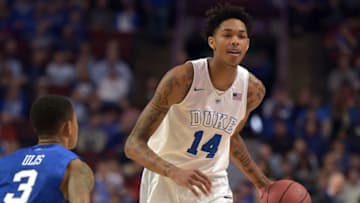 Former Duke basketball star Brandon Ingram plays against the Kentucky Wildcats. (Photo by Lance King/Getty Images)