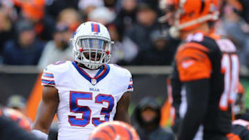 Nov 20, 2016; Cincinnati, OH, USA; Buffalo Bills inside linebacker Zach Brown (53) against the Cincinnati Bengals at Paul Brown Stadium. The Bills won 16-12. Mandatory Credit: Aaron Doster-USA TODAY Sports