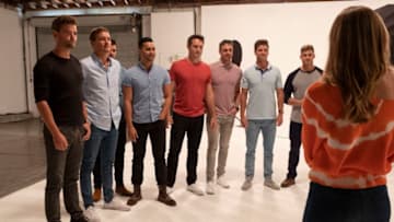 THE BACHELORETTE - "1503" - Eight men get the surprise of their life as husband and wife actors Jason Biggs ("American Pie" movies, "Orange Is the New Black") and Jenny Mollen (TV series "Angel" and "Crash") take them to a birthing class with hilarious results. Which one of Hannah's suitors will endure the experience of simulating childbirth? The Bachelorette gets a real-life health scare and one bachelor comes to her rescue. In return, she rewards him with a private concert by Danish pop and soul band Lukas Graham, performing their hit, "Love Someone." Hannah brings another group of men on a professional photo shoot where they are shocked to find that they are posing with professional models-who are adorable animals. The curious Bachelorette once again employs Demi to share with her what the men do when she is not around, reminiscent of the new Illumination Entertainment film from the creators of "Despicable Me," "The Secret Life of Pets 2." Will the guys pass Demi's test? And later, will one man spin out of control and out of Hannah's life? The men battle to get a rose, whatever it takes, on "The Bachelorette," MONDAY, MAY 27 (8:00-10:01 p.m. EDT), on The ABC Television Network. (ABC/John Fleenor)LUKE S., PETER, DEVIN, GRANT, JOEY, GARETT, LUKE P.