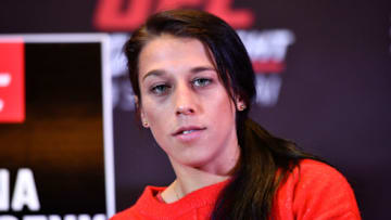 SHANGHAI, CHINA - NOVEMBER 23: Joanna Jedrzejczyk of Poland speaks to the media inside the Kerry Hotel Pudong on November 23, 2017 in Shanghai, China. (Photo by Brandon Magnus/Zuffa LLC via Getty Images)