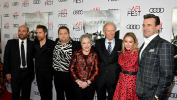 HOLLYWOOD, CALIFORNIA - NOVEMBER 20: (L-R) Ian Gomez, Sam Rockwell, Paul Walter Hauser, Kathy Bates, Clint Eastwood, Blair Rich and Jon Hamm attend the "Richard Jewell" premiere during AFI FEST 2019 Presented By Audi at TCL Chinese Theatre on November 20, 2019 in Hollywood, California. (Photo by Matt Winkelmeyer/Getty Images)