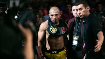 LAS VEGAS, NV - JULY 9: Jose Aldo exists the Octagon after his fight against Frankie Edgar during the UFC 200 event at T-Mobile Arena on July 9, 2016 in Las Vegas, Nevada. (Photo by Rey Del Rio/Getty Images)
