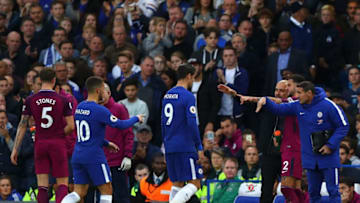 LONDON, ENGLAND - SEPTEMBER 30: Alvaro Morata of Chelsea walks off to be subbed during the Premier League match between Chelsea and Manchester City at Stamford Bridge on September 30, 2017 in London, England. (Photo by Clive Rose/Getty Images)