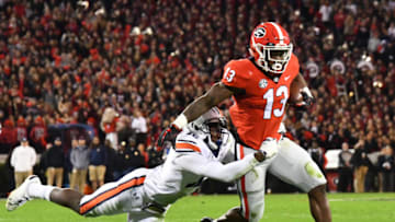 ATHENS, GA - NOVEMBER 10: Elijah Holyfield #13 (Photo by Scott Cunningham/Getty Images)