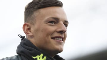HUDDERSFIELD, ENGLAND - DECEMBER 07: Ben White of Leeds United reacts ahead of the Sky Bet Championship match between Huddersfield Town and Leeds United at John Smith's Stadium on December 07, 2019 in Huddersfield, England. (Photo by George Wood/Getty Images)