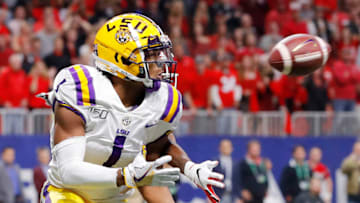 ATLANTA, GEORGIA - DECEMBER 07: Ja'Marr Chase #1 of the LSU Tigers catches a touchdown pass in the first quarter against the Georgia Bulldogs during the SEC Championship game at Mercedes-Benz Stadium on December 07, 2019 in Atlanta, Georgia. (Photo by Kevin C. Cox/Getty Images)