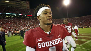 NORMAN, OK - SEPTEMBER 22: Quarterback Kyler Murray #1 of the Oklahoma Sooners walks off the field after the game against the Army Black Knights at Gaylord Family Oklahoma Memorial Stadium on September 22, 2018 in Norman, Oklahoma. The Sooners defeated the Black Knights 28-21 in overtime. (Photo by Brett Deering/Getty Images)