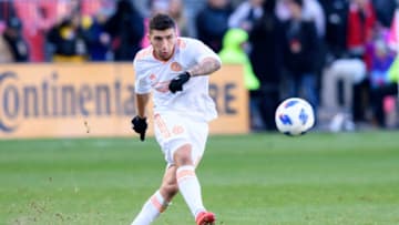 TORONTO, ON - OCTOBER 28: Eric Remedi (11) of Atlanta United FC shoots the ball during the first half of the MLS Decision Day match between Toronto FC and Atlanta United FC on October 28, 2018, at BMO Field in Toronto, ON, Canada. (Photograph by Julian Avram/Icon Sportswire via Getty Images)