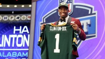 May 8, 2014; New York, NY, USA; Ha Ha Clinton-Dix (Alabama) poses for a photo after being selected as the number twenty-one overall pick in the first round of the 2014 NFL Draft to the Green Bay Packers at Radio City Music Hall. Mandatory Credit: Adam Hunger-USA TODAY Sports