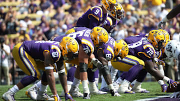 BATON ROUGE, LOUISIANA - OCTOBER 05: Quarterback Joe Burrow #9 of the LSU Tigers looks to throw ball against the Utah State Aggiesat Tiger Stadium on October 05, 2019 in Baton Rouge, Louisiana. (Photo by Chris Graythen/Getty Images)