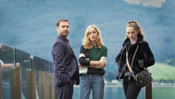 The Nest on Acorn TV. Sophie Rundle as Emily, Mirren Mack as Kaya and Martin Compston © Studio Lambert and all3media international