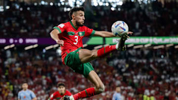 Bayern Munich defender Noussair Mazraoui had a memorable outing with Morocco against Spain on Tuesday. (Photo by Marvin Ibo Guengoer - GES Sportfoto/Getty Images)