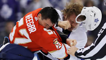 MacKenzie Weegar #52 of the Florida Panthers (Photo by Michael Reaves/Getty Images)