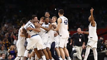 SAN ANTONIO, TX - APRIL 02: The Villanova Wildcats celebrate after defeating the Michigan Wolverines during the 2018 NCAA Men's Final Four National Championship game at the Alamodome on April 2, 2018 in San Antonio, Texas. Villanova defeated Michigan 79-62. (Photo by Ronald Martinez/Getty Images)