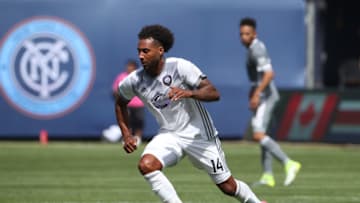 NEW YORK, NEW YORK - April 23: Giles Barnes #14 of Orlando City SC in action during the New York City FC Vs Orlando City SC regular season MLS game at Yankee Stadium on April 23, 2017 in New York City. (Photo by Tim Clayton/Corbis via Getty Images)