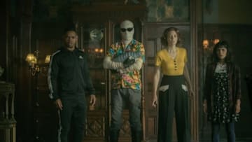 Joivan Wade, Matt Bomer, April Bowlby, Dianne Guerrero in Doom Patrol season 3. Photograph by Bob Mahoney/HBO Max