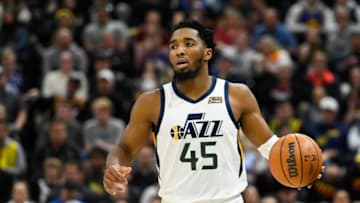 SALT LAKE CITY, UTAH - MARCH 14: Donovan Mitchell #45 of the Utah Jazz in action during the second half of a game against the Milwaukee Bucks at Vivint Smart Home Arena on March 14, 2022 in Salt Lake City, Utah. NOTE TO USER: User expressly acknowledges and agrees that, by downloading and or using this photograph, User is consenting to the terms and conditions of the Getty Images License Agreement. (Photo by Alex Goodlett/Getty Images)