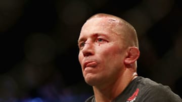 NEW YORK, NY - NOVEMBER 04: Georges St-Pierre of Canada reacts following his victory over Michael Bisping of England in their UFC middleweight championship bout during the UFC 217 event at Madison Square Garden on November 4, 2017 in New York City. (Photo by Mike Stobe/Getty Images)
